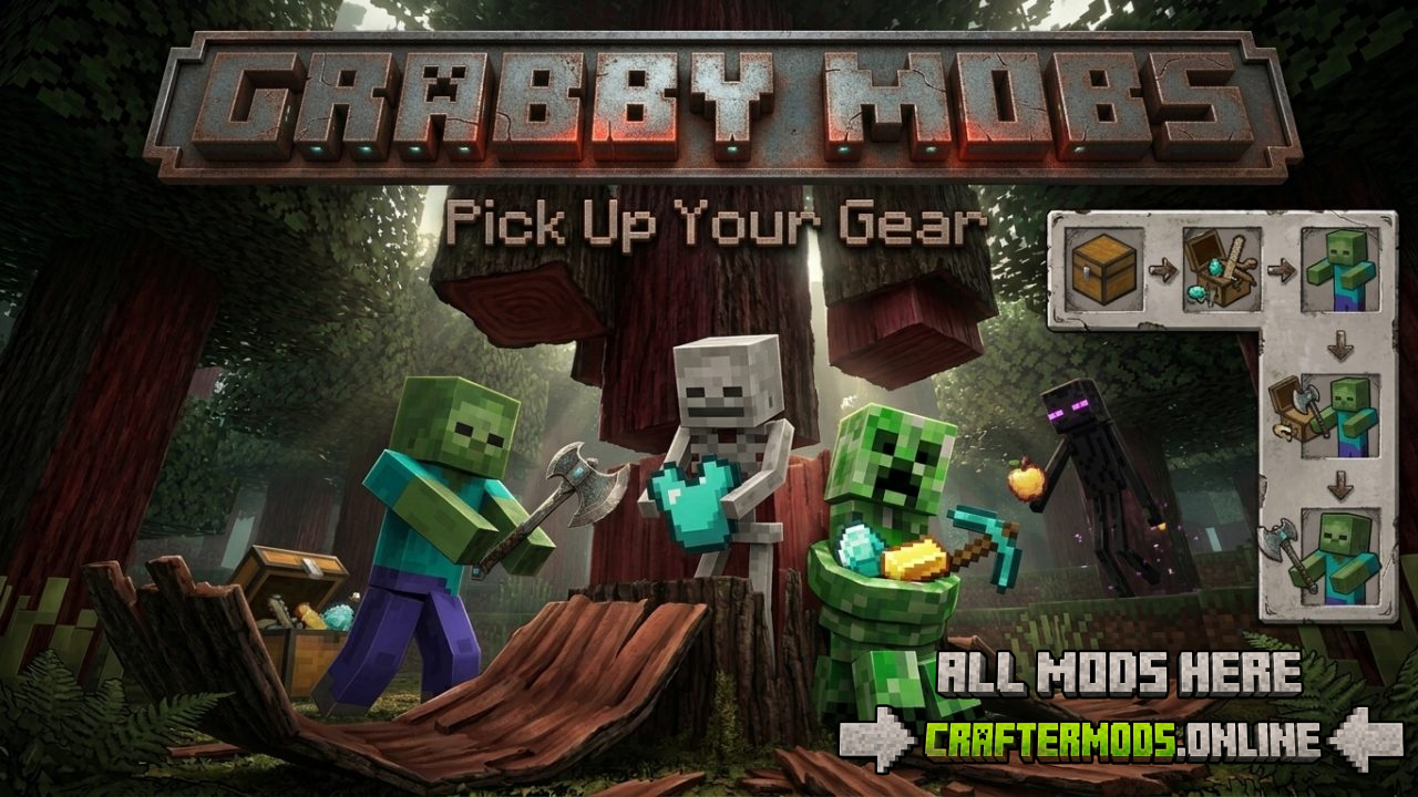 Grabby Mobs — The Minecraft Mod That Makes Every Mob Pick Up Your Gear